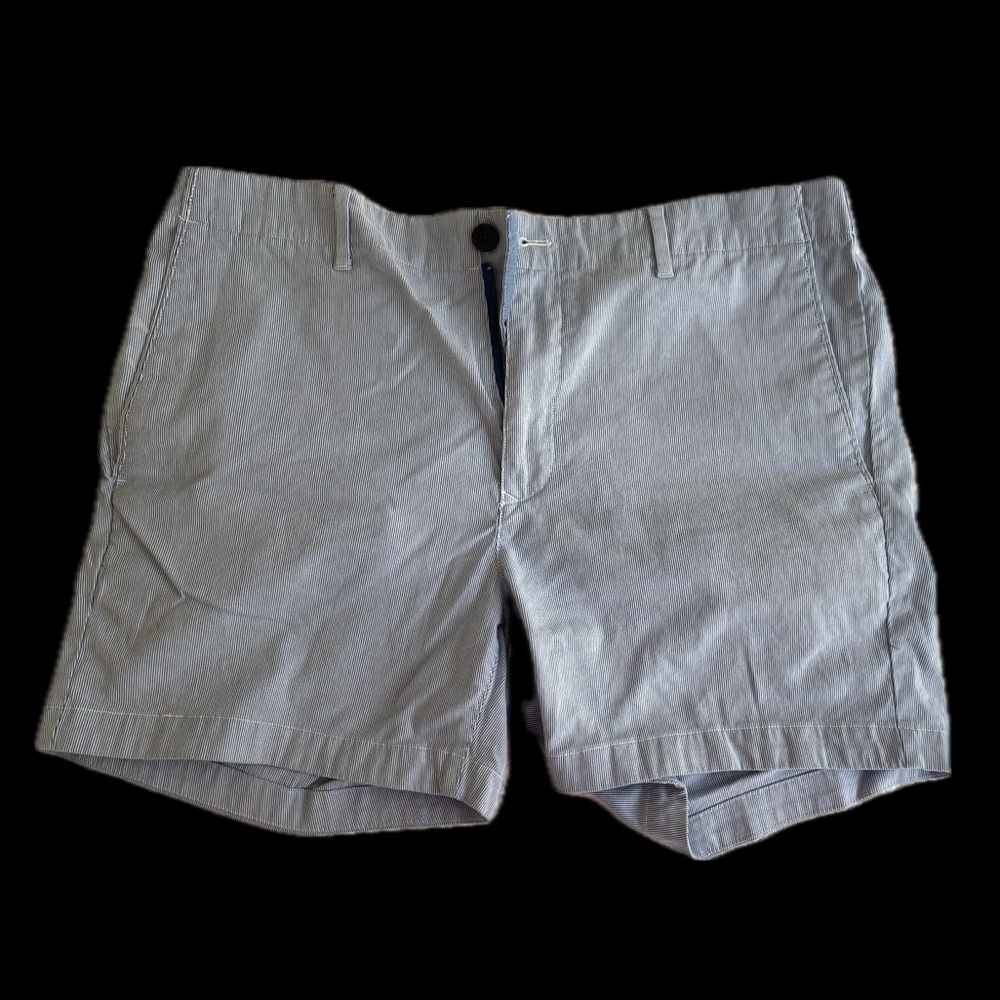 Bonobos Blue and White Striped Flat Front Chino Shorts